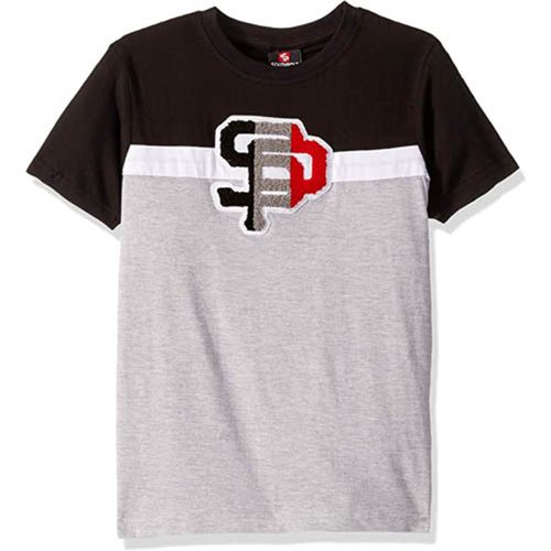Chenille Tee Shirt - Blk & Grey.