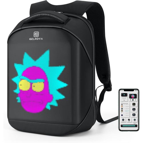 (Everyone) LED Backpack 17 Inch,Full Color Screen Programmable,School bag,Laptop Backpack, Work Bag Fashion Travel Backpack, BLACK APP CONTROL