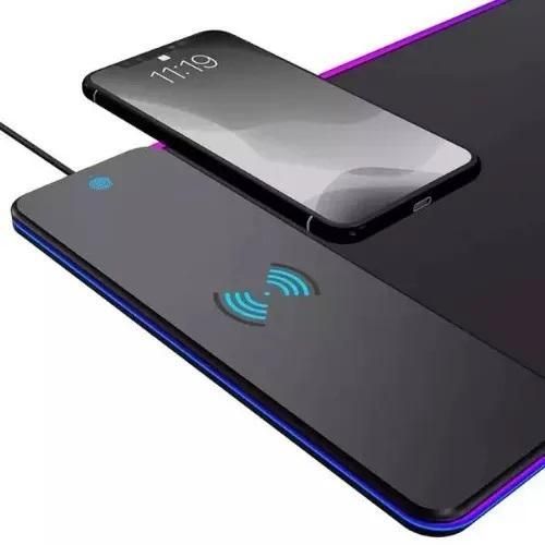 Led Rgb Mouse Pad 15w Qi Wireless Fast Charging Ultra Smooth Surface- Size: 800 X 300 X 4m