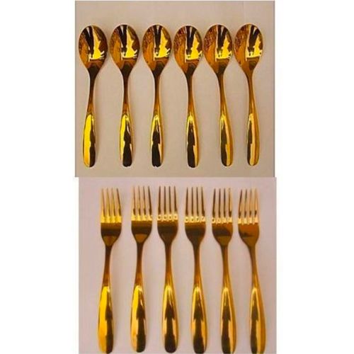 Gold Plated Stainless Steel Spoon & Fork