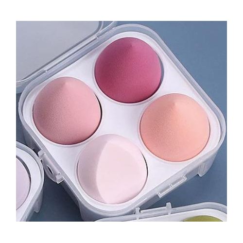 4-piece beauty sponge set, including teardrop-shaped powder puffs, cushion sponges, and other beauty tools.