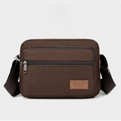 Multi-layered Canvas Zipper Crossbody Shoulder Messenger Business Bag