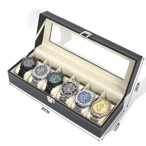 6 Slot Pure Leather Watch Case