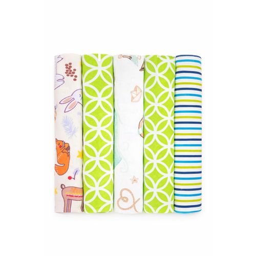 Unisex Baby Multicolour 5in1 Flannel Blankets