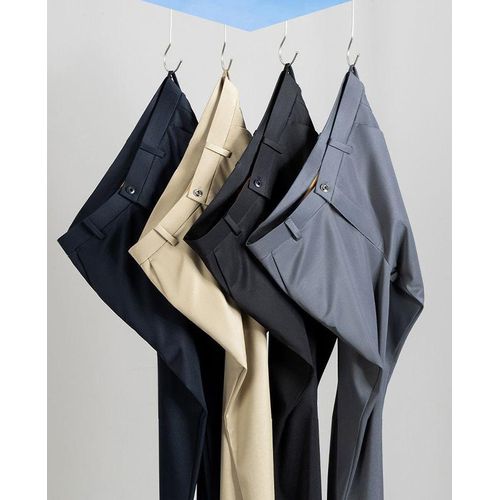 Men’s Classic 4in1 Formal Trousers Slim Fit Office & Business Pants Grey,Black,Navy Blue & Brown