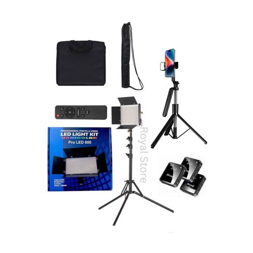 Led 600 Pro Light, Stand, Remote, Battery, P320 Selfie Stick, Tripod Bag, Light Bag and SX39 Multifunctional Mic