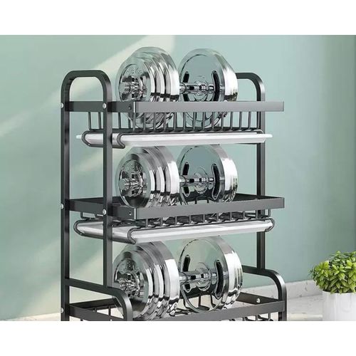 METAL COATED DISH DRYING RACK - 3-TIER LARGE CAPACITY KITCHEN ORGANIZER