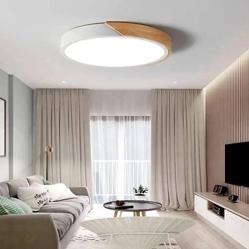 Nordic Oak Accent Circular LED Ceiling Light