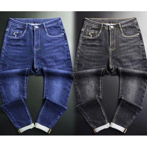 Stock Straight Jeans Trouser For Men - Black & Blue