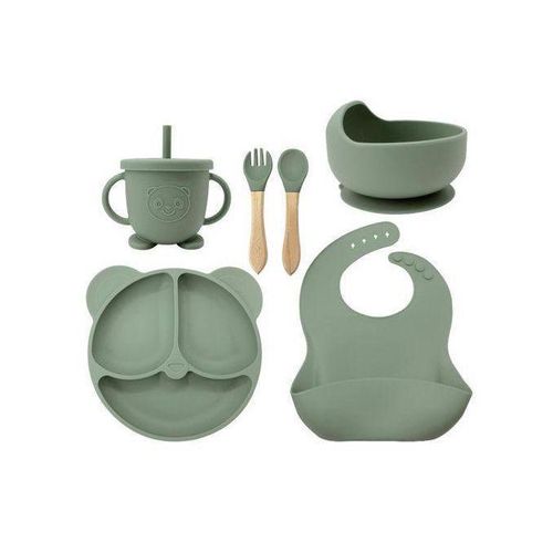 luxurious Baby Silicone Feeding with Set-Plates, Bib, Cup, Spoon, Fork