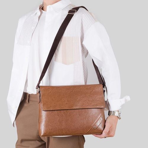 Men Large Capacity Laptop CrossBag Shoulder Bag, PU Leather Large Capacity Crossbag, Single Shoulder Bag - Shoulder Crossbody Bags for Men, Men Multifunctional Crossbag- Single Shoulder Crossbody Crossbag
