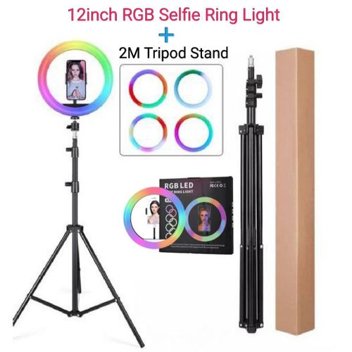 12-Inch RGB LED Selfie Ring Light with 2-Meter Adjustable Tripod Stand