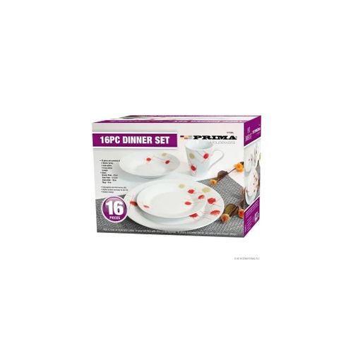 Houseware Dinner Set With Red & Creme Dot Design 16 Piece