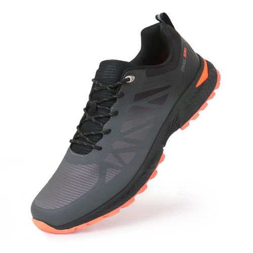 Plus Size 47-53 Men Outdoor Trail Running Shoes Grey Orange Big Size