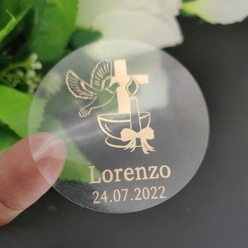 60 Pieces 3cm Personalized Name Wedding Communion Circoncision Baby Shower Baptismchristening Mikveh Birthday Party Sticker