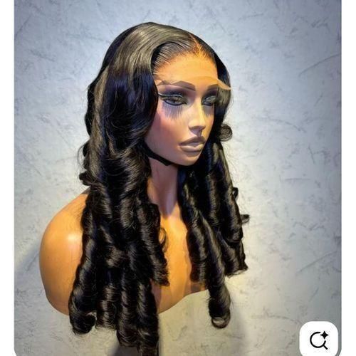 Glueless 5 by 5 bounce curl wig natural color 24 inches