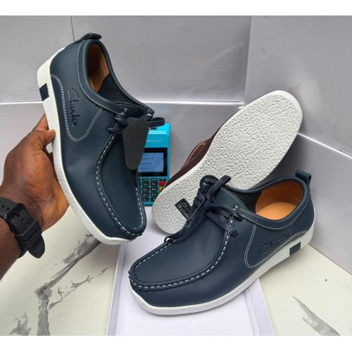 Men’s Navy-Blue Leather Casual Lace-Up Shoes (lt313N)