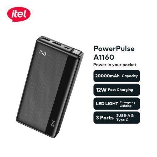20000mAh Power-Pulse A1160 12W Fast Charging Type-C Input and Output Digital Display Power-Bank
