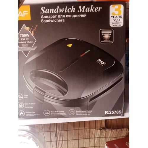 RAF brand sandwich maker with a 750W power rating.