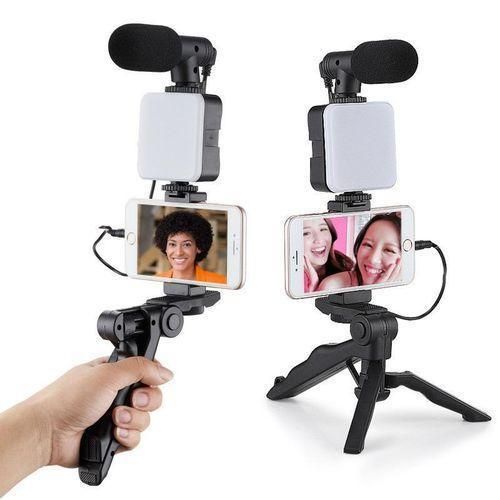 Live Streaming Vlogging Kit LED Video Light Phone Holder With Microphone