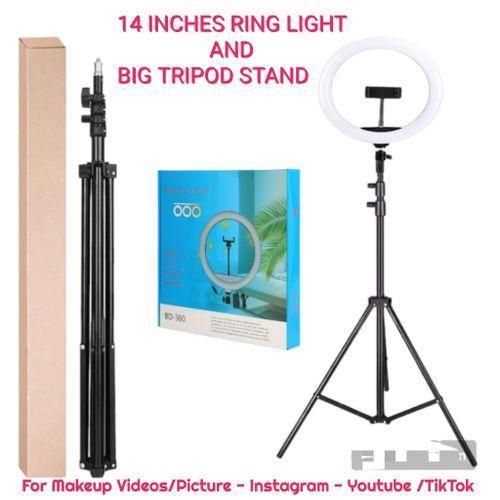 14 Inches Selfie Ring Light With Tripod Stand & Cell Phone Holder For Live Stream/Makeup, Led Camera Ringlight For YouTube Video/Photography Compatible With IPhone Android Phones (Upgraded)