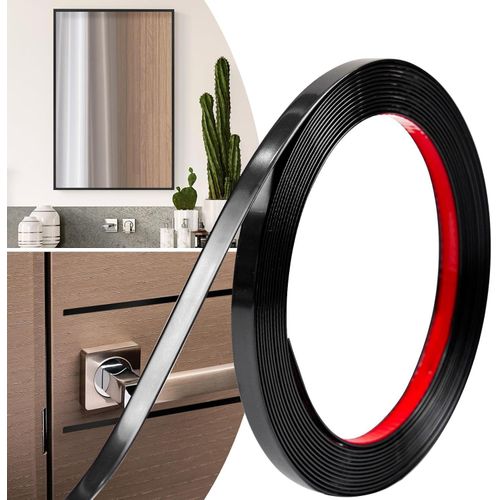 2/5 Inch x 20 Feet Peel and Stick Wall Trim, Paintable PVC Molding for Straight Edge, Backsplash, Door and Window Frame, Waterproof, Black