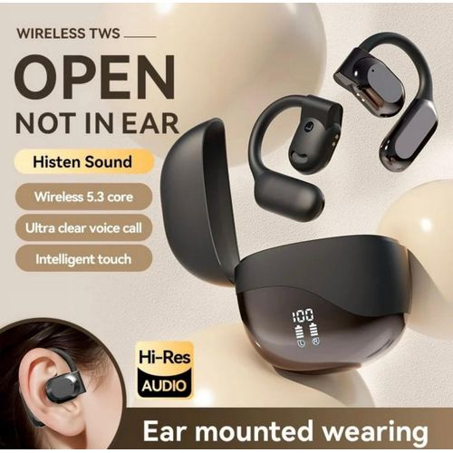 M62 OWS TWS Earphones Silicon Ear Hook Earbuds With Mic Open Air Conduction On-Ear Headphones Wireless Ear Ring Headset For Sport Travel With USB C Charging Cable And Power Display
