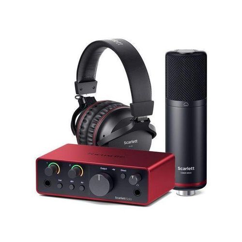 Focusrite-Scarlett Solo Studio 4th-generation USB 3.8 type c audio interface with microphone headphone and cable