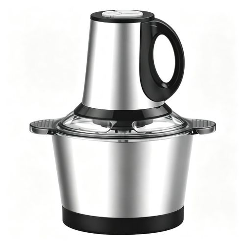 Electric food chopper. A multifunctional household kitchen appliance featuring a stainless steel mixing bowl, it quickly chops ingredients such as meat, vegetables, chili peppers, and garlic, making food preparation fast and effortless.