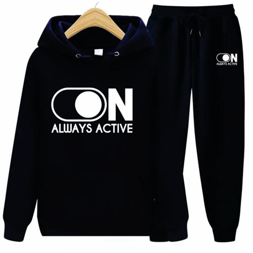 Quality Styled Black Hoodie & Joggers With White Print