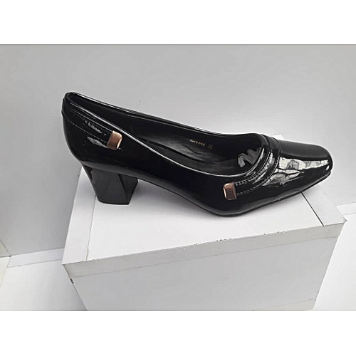 glossy black shoes
