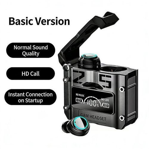 Bluetooth noise-cancelling, wireless touch, metal mecha style, low-power gaming digital display headphones