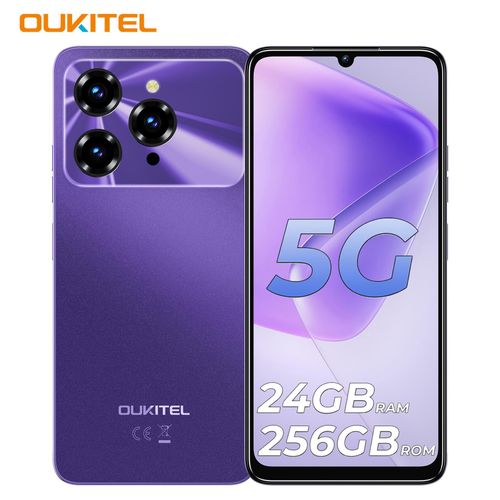C6 Smartphone 5G - 6.8HD+, 256GB/8GB(Up to 24GB), Dimensity 6300, 50MP Camera, 5150mAh Battery,Android 15, Dual SIM, Side Fingerprint, OTG –Phantom Purple