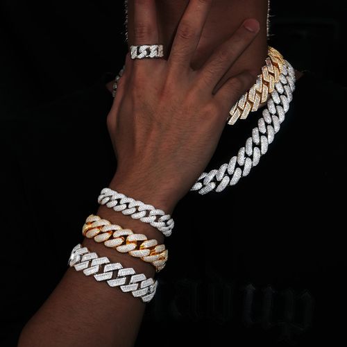 Super Sophisticated Jagged Iced Studded Cuban Necklace & Armlets For Dripping Trending Guys