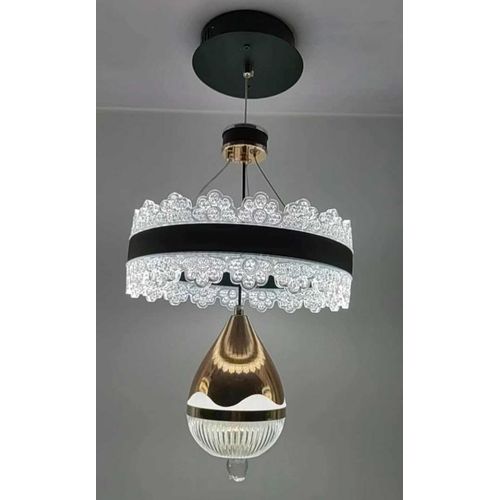 Elegant Floral Lace Crystal Pendant Chandelier – Luxury Gold/Black Hanging Light