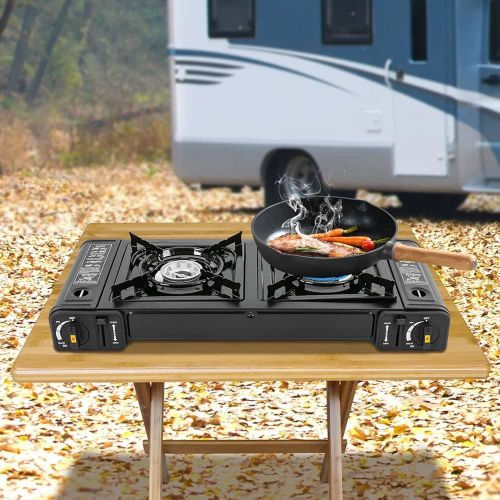 Portable 2-Burner Camping Gas Stove.