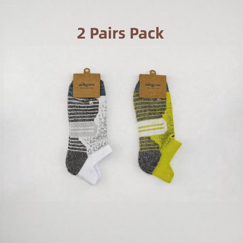 asiligrove 2 Pairs Mens Pro Performance Quarter Sports Socks - Dedicated Left Right Fit with Achilles Protection for Basketball, Running, Gym, Size EU 40-44