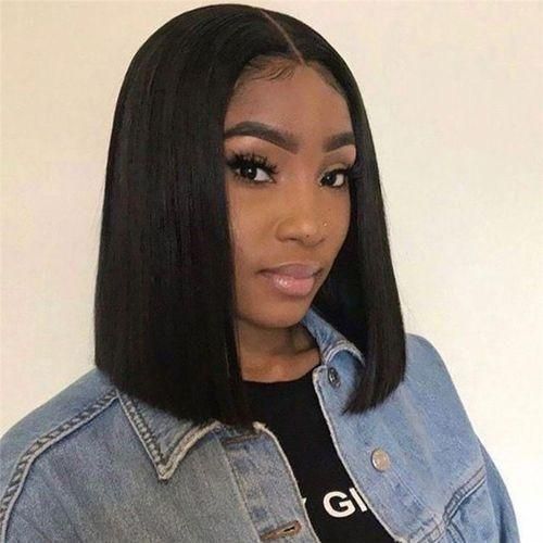 Synthetic wig Cheap wig Awoof Fashion,Bob Wig Short Straight Hair With Closure Natural Black 14inch