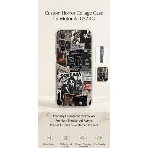 Motorola MOTO G52 4G Phone Case Four-Corner Shockproof Transparent Design Back Case Cover Pouch - MIXED BLACK