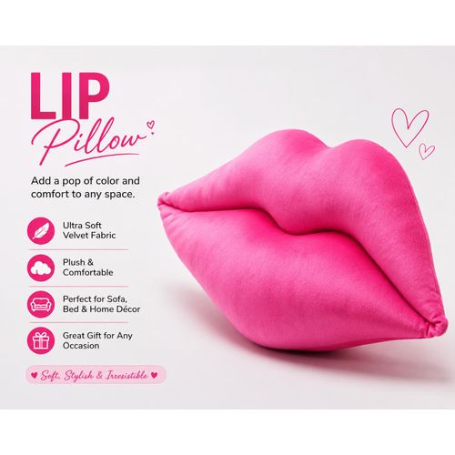 Luxury Pink Velvet Lips Throw Pillow – Soft Plush Decorative Cushion for Sofa, Bed & Home Décor