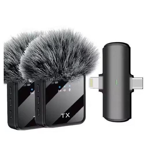 F11-2 DOUBLE NOISE CANCELLING WIRELESS LAVALIER MICROPHONE FOR IPHONE AND TYPE C