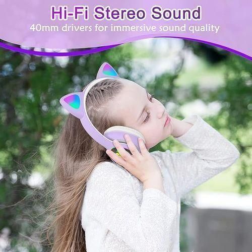 BT5.0 Wireless Headphones Cute Cat Ears Luminous Bluetooth Headset Sports Game Headset