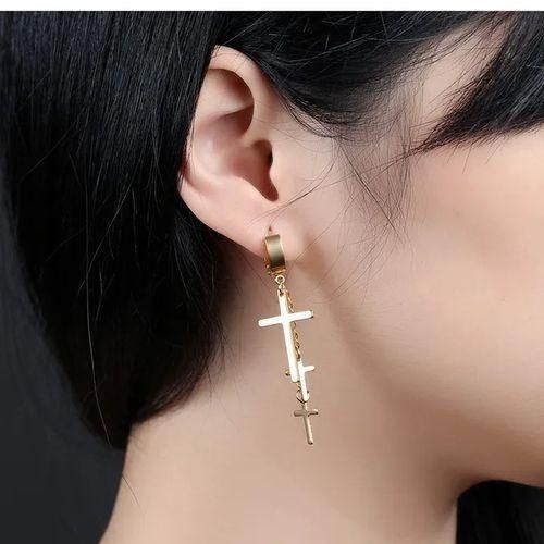 Cross Earrings Buckle Gold