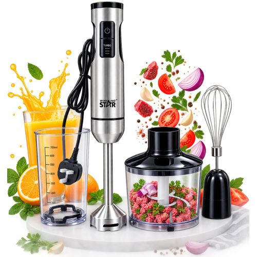 3-In-1 Electric Hand Blender - 1000W Stainless Steel