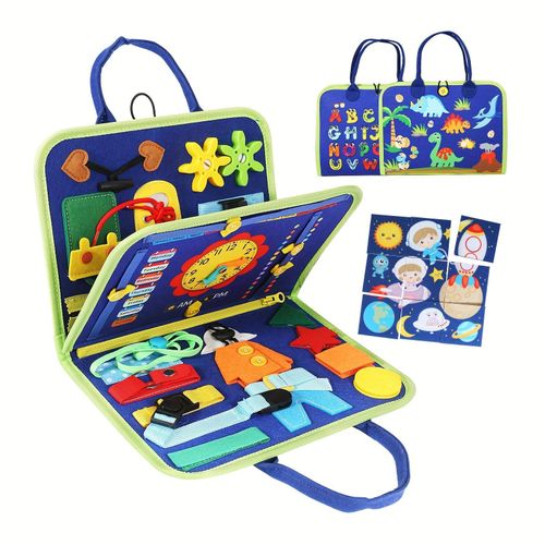 Educational Felt Busy Board, Early Learning Basic Life Skill Toy, Develop Dressing & Hands-on Ability, Ideal Gift for Halloween, Christmas and Thanksgiving Day