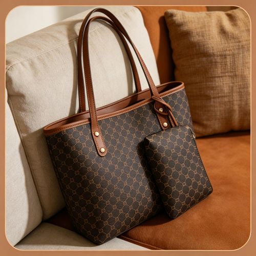 Elegant PU Leather Tote Bag For Women-Coffee