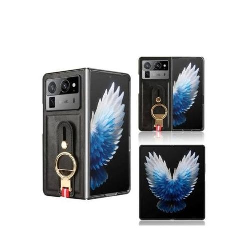 Tecno phantom v fold 2 qeuality leather case with ring holder and kickstand