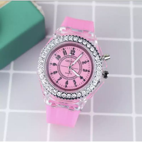 Unisex Crystal Luxury Wristwatch With LED Light For Girls And Boys