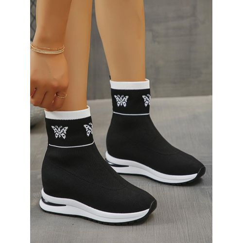 Ladies Sneakers women's Platform Shoe-black