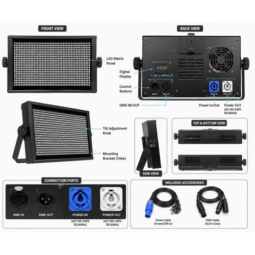 LED Matrix Stage Light Panel – High Brightness RGB Effect Light